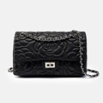 Women's Minimalist Lambskin Leather Camellia Quilted Chain Shoulder Bag In Silver Lock