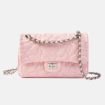 Women's Minimalist Lambskin Leather Camellia Quilted Chain Shoulder Bag In Silver Lock