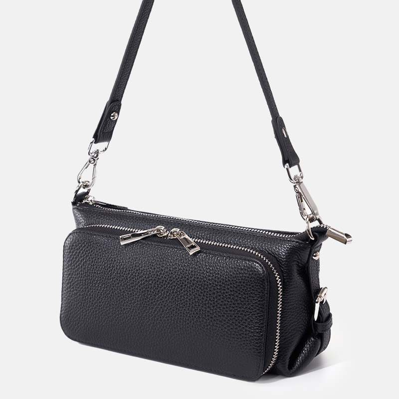 Women's Minimalist Top-Grain Leather Crossbody Shoulder Bag