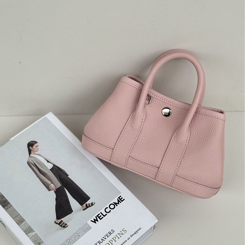 Women's Minimalist Full-Grain Leather handle Tote Bag With Crossbody Strap