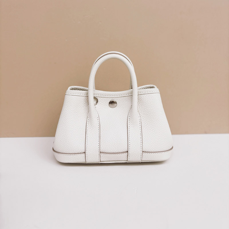 Women's Minimalist Full-Grain Leather handle Tote Bag With Crossbody Strap