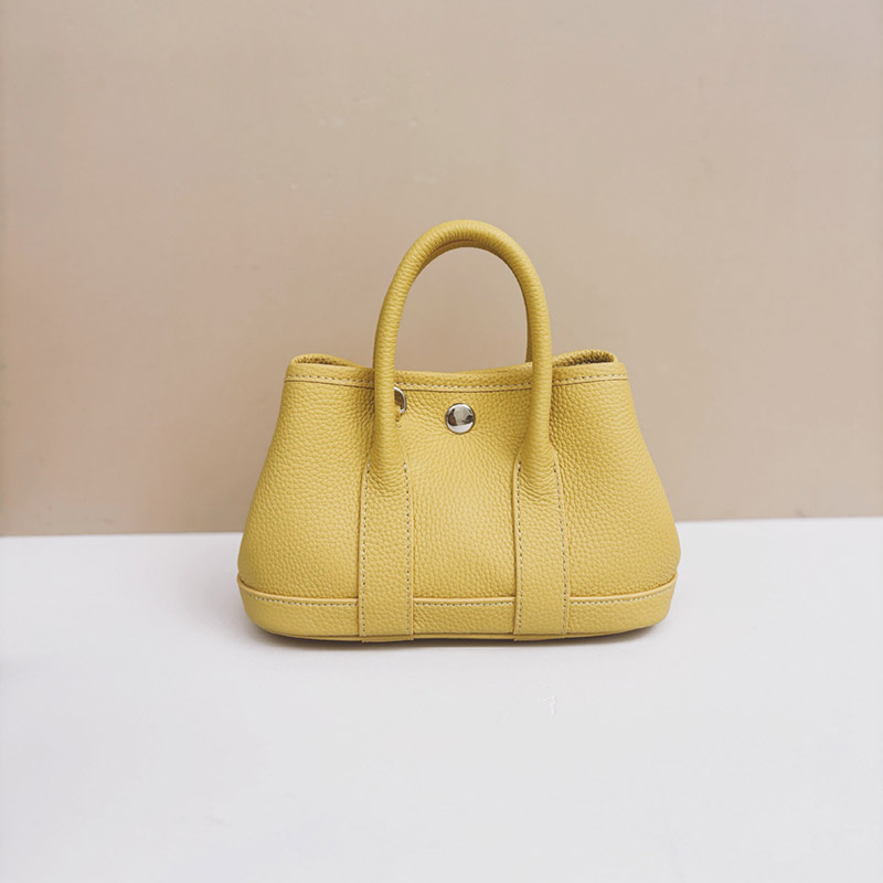 Women's Minimalist Full-Grain Leather handle Tote Bag With Crossbody Strap