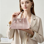 Women's Minimalist Full-Grain Leather handle Tote Bag With Crossbody Strap