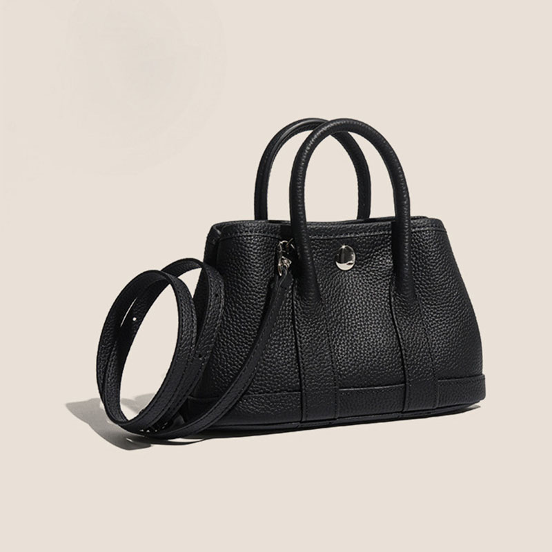 Women's Minimalist Full-Grain Leather handle Tote Bag With Crossbody Strap