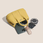 Women's Minimalist Full-Grain Leather handle Tote Bag With Crossbody Strap