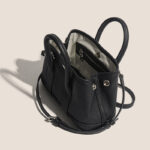 Women's Minimalist Full-Grain Leather handle Tote Bag With Crossbody Strap
