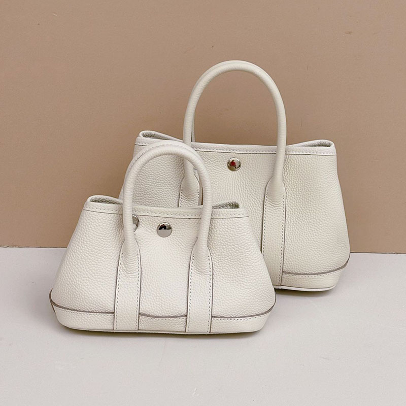Women's Minimalist Full-Grain Leather handle Tote Bag With Crossbody Strap