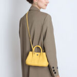 Women's Minimalist Full-Grain Leather handle Tote Bag With Crossbody Strap