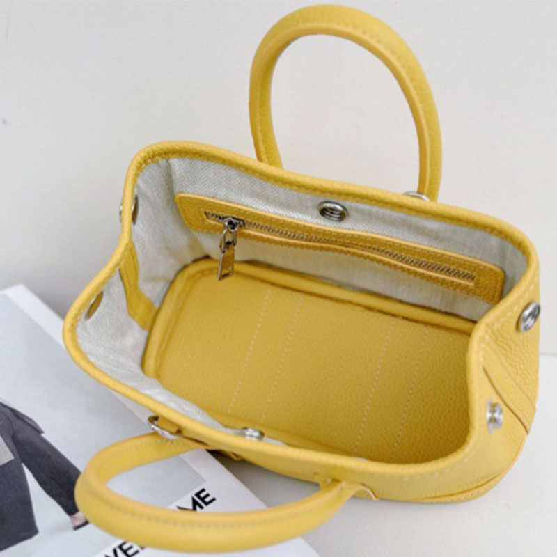 Women's Minimalist Full-Grain Leather handle Tote Bag With Crossbody Strap