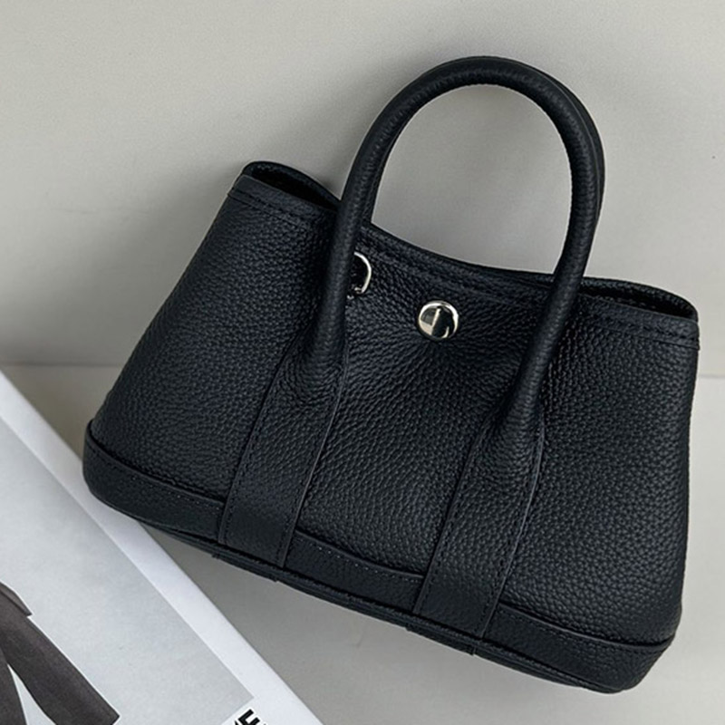 Women's Minimalist Full-Grain Leather handle Tote Bag With Crossbody Strap