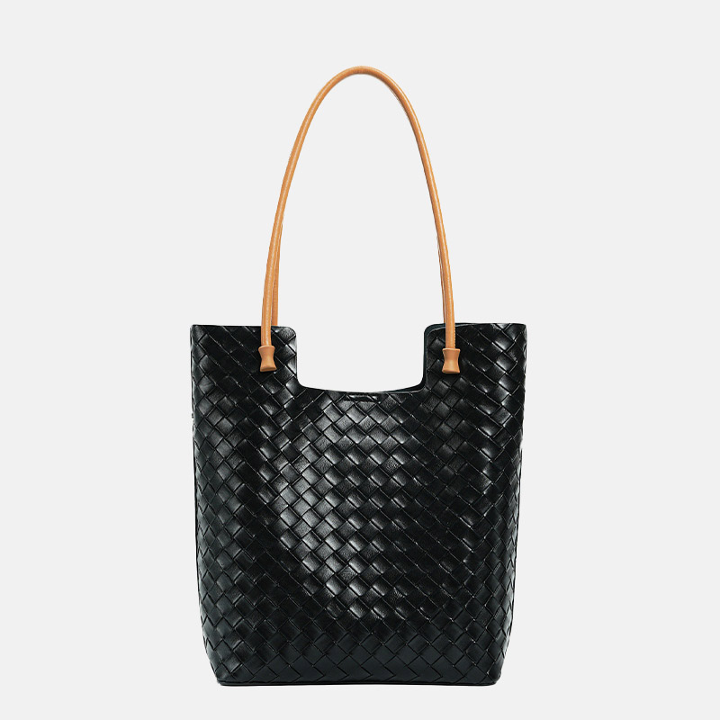Sac fourre-tout en cuir de vachette fendu Minimalist Woven Shoulder Tote Bag