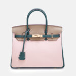 Damen Vollnarbenleder Color-Block Gold Lock Closure Henkeltasche mit Schlüssel & Schloss und Schlüsselriemen