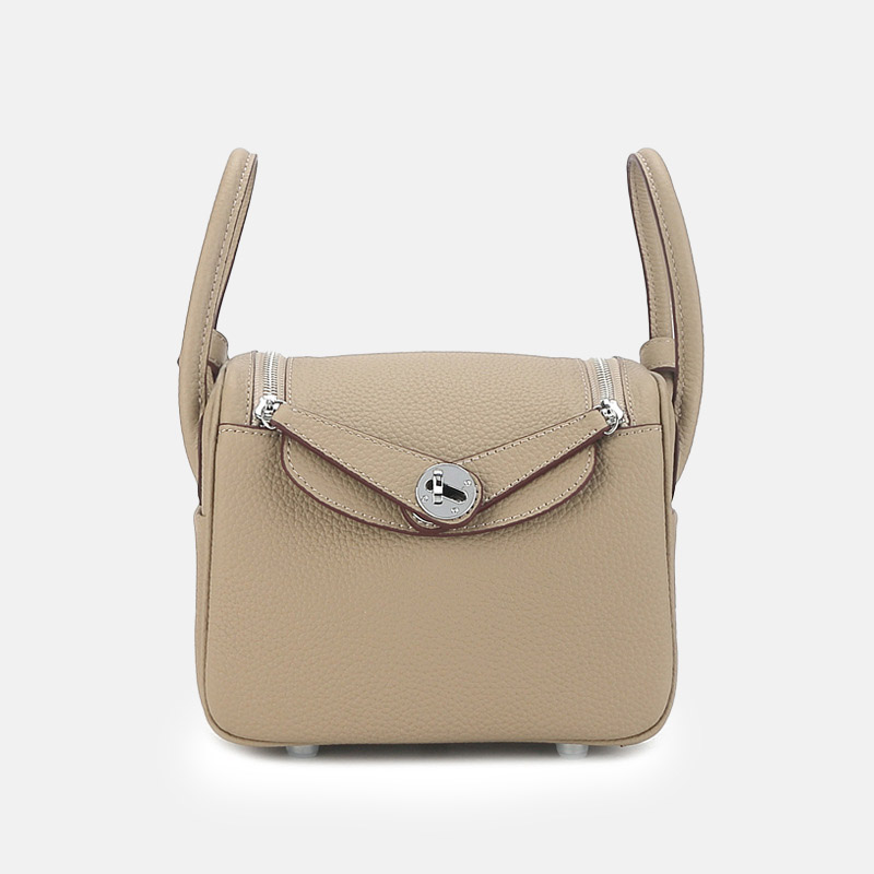 Frauen Top-Grain Leder Kissen Schulter Handtasche In Silber Hardware