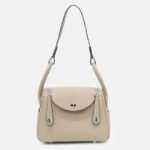 Frauen Top-Grain Leder Kissen Schulter Handtasche In Silber Hardware