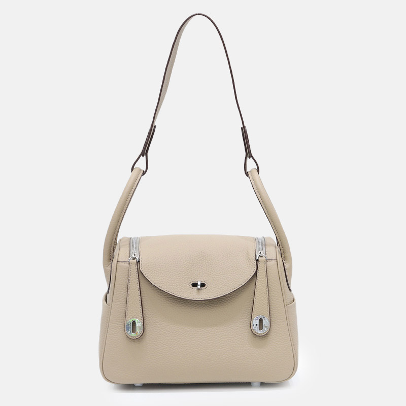 Frauen Top-Grain Leder Kissen Schulter Handtasche In Silber Hardware