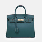 Women's Vintage Full-Grain Leather Top Handle Bag In Gold Lock Closure