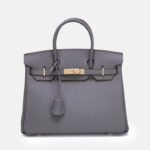Women's Vintage Full-Grain Leather Top Handle Bag In Gold Lock Closure