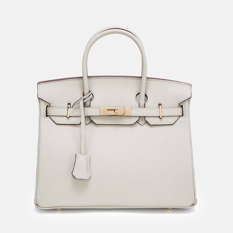 Women's Vintage Full-Grain Leather Top Handle Bag In Gold Lock Closure