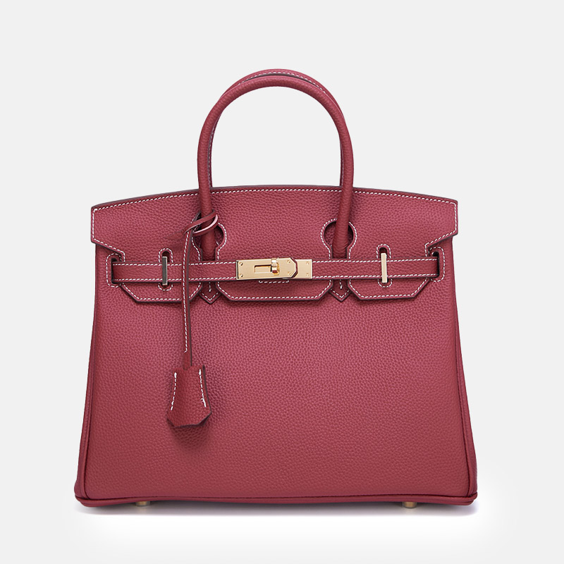 Women's Vintage Full-Grain Leather Top Handle Bag In Gold Lock Closure