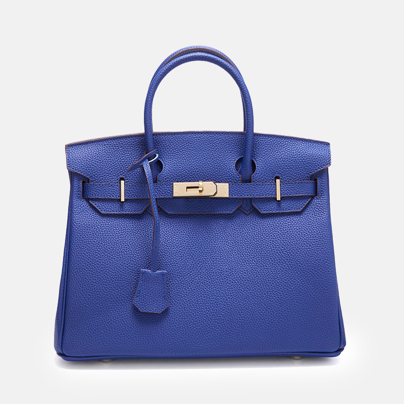 Women's Vintage Full-Grain Leather Top Handle Bag In Gold Lock Closure
