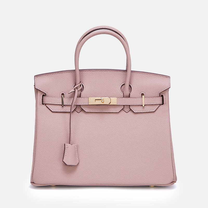 Women's Vintage Full-Grain Leather Top Handle Bag In Gold Lock Closure