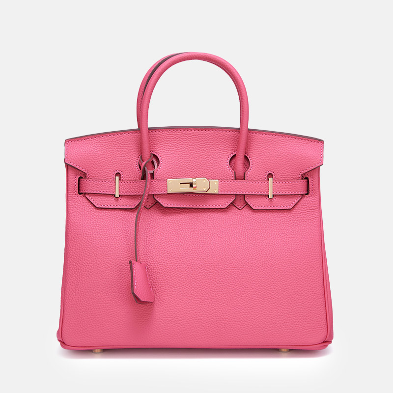 Women's Vintage Full-Grain Leather Top Handle Bag In Gold Lock Closure