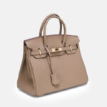 Women's Vintage Full-Grain Leather Top Handle Bag In Gold Lock Closure