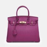 Women's Vintage Full-Grain Leather Top Handle Bag In Gold Lock Closure