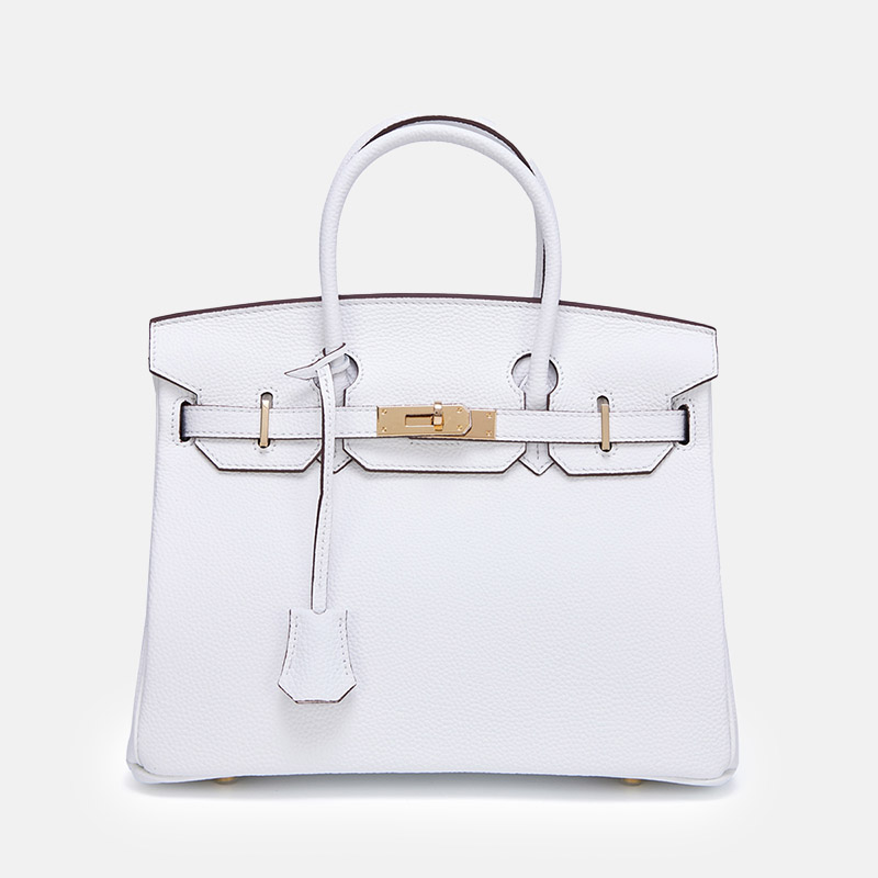 Women's Vintage Full-Grain Leather Top Handle Bag In Gold Lock Closure