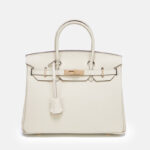 Women's Vintage Full-Grain Leather Top Handle Bag In Gold Lock Closure