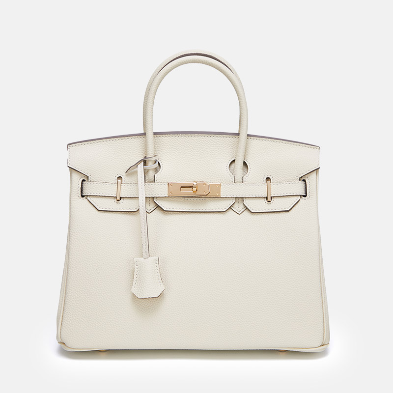 Women's Vintage Full-Grain Leather Top Handle Bag In Gold Lock Closure