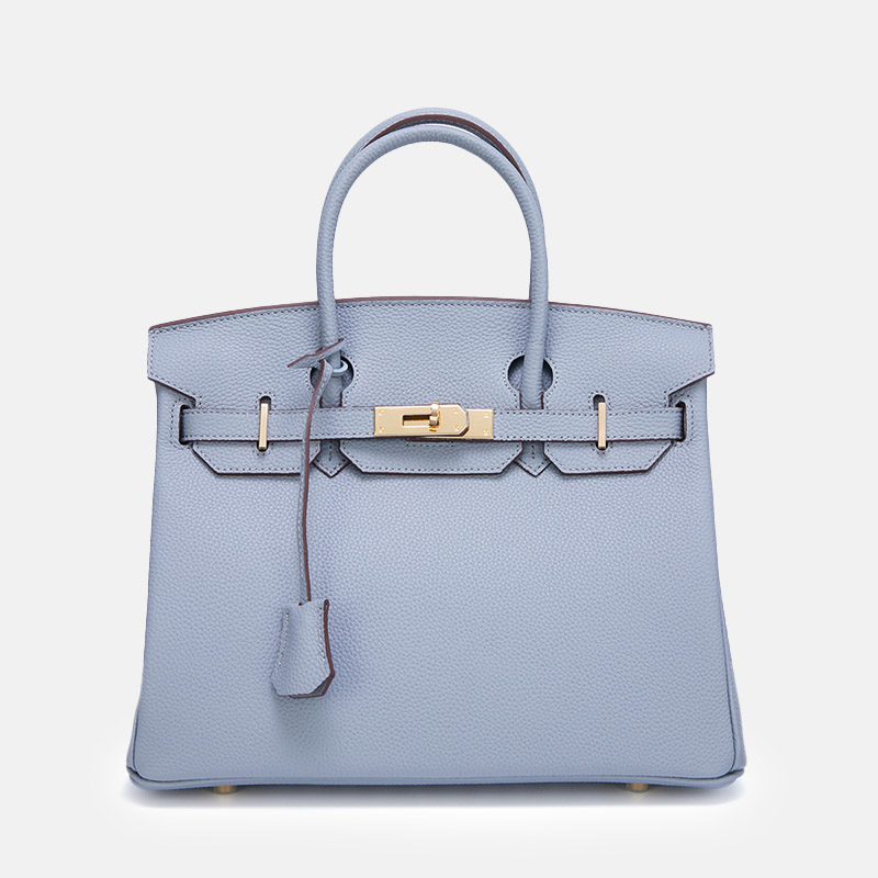 Women's Vintage Full-Grain Leather Top Handle Bag In Gold Lock Closure
