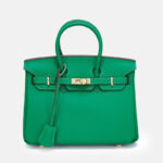 Women's Vintage Full-Grain Leather Top Handle Bag In Gold Lock Closure