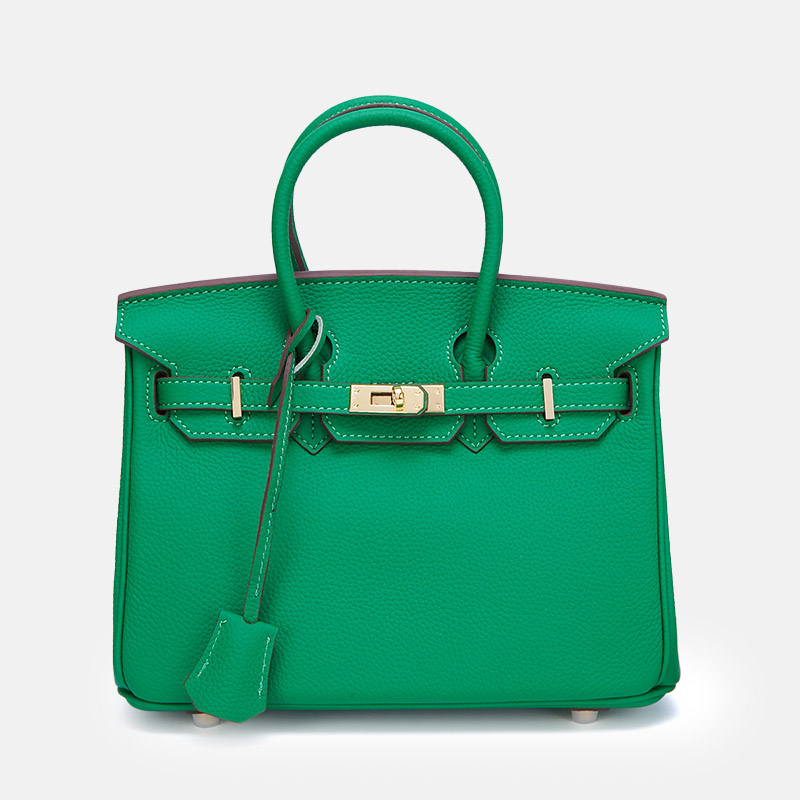 Women's Vintage Full-Grain Leather Top Handle Bag In Gold Lock Closure