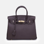 Women's Vintage Full-Grain Leather Top Handle Bag In Gold Lock Closure