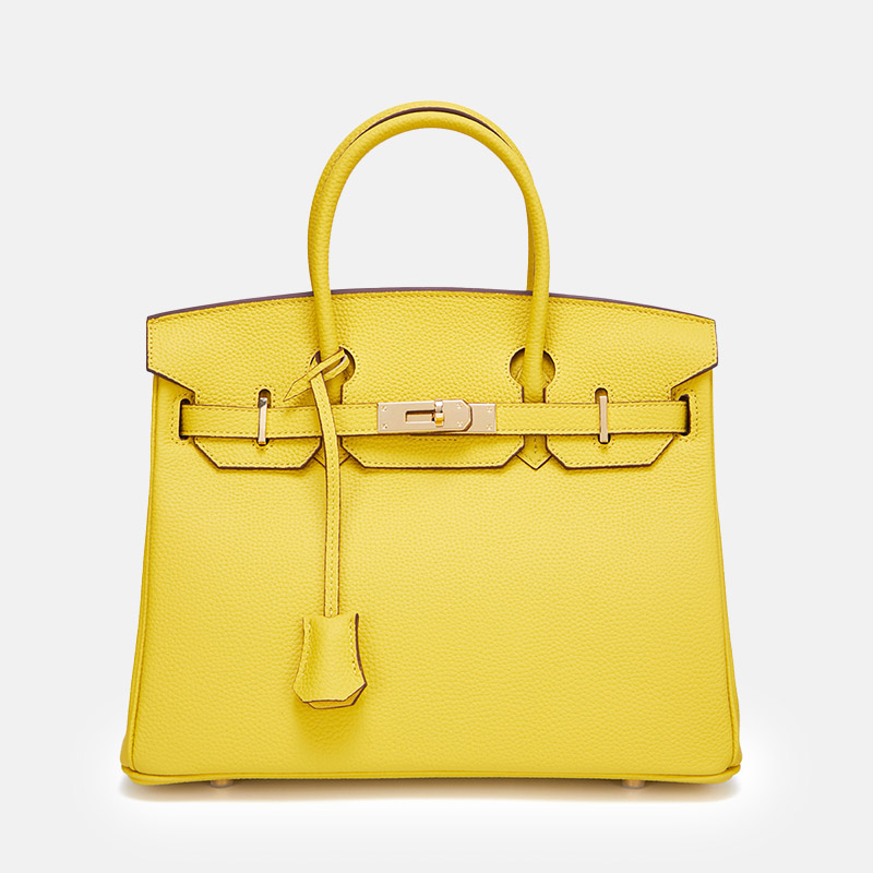 Women's Vintage Full-Grain Leather Top Handle Bag In Gold Lock Closure