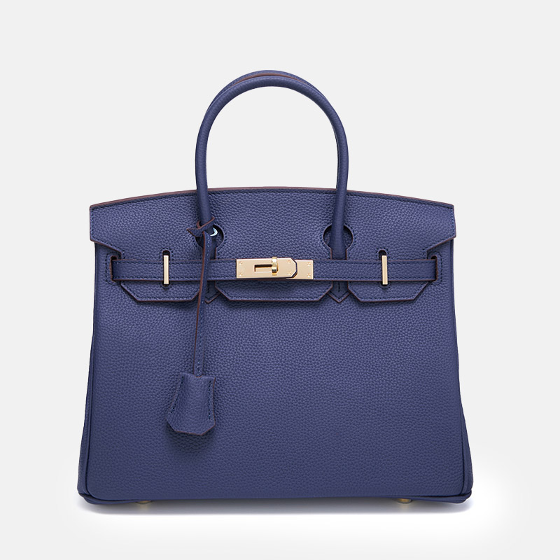 Women's Vintage Full-Grain Leather Top Handle Bag In Gold Lock Closure