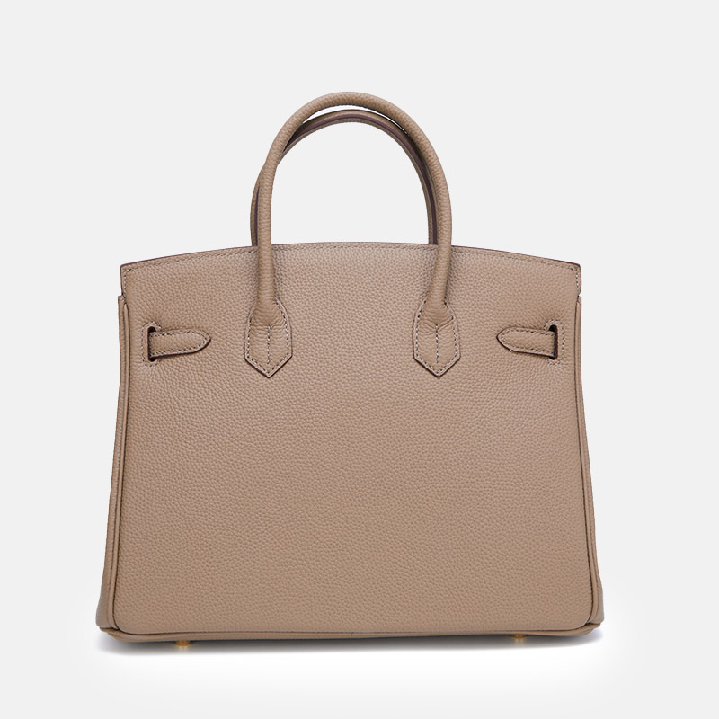 Women's Vintage Full-Grain Leather Top Handle Bag In Gold Lock Closure