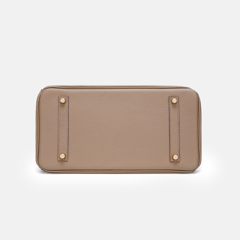 Women's Vintage Full-Grain Leather Top Handle Bag In Gold Lock Closure