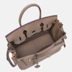 Sac à main vintage en cuir pleine fleur avec fermeture à cadenas en or pour femmes