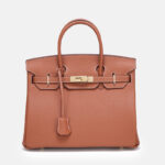 Women's Vintage Full-Grain Leather Top Handle Bag In Gold Lock Closure