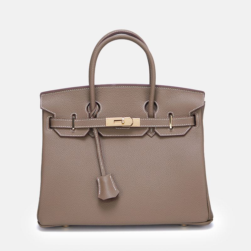 Women's Vintage Full-Grain Leather Top Handle Bag In Gold Lock Closure