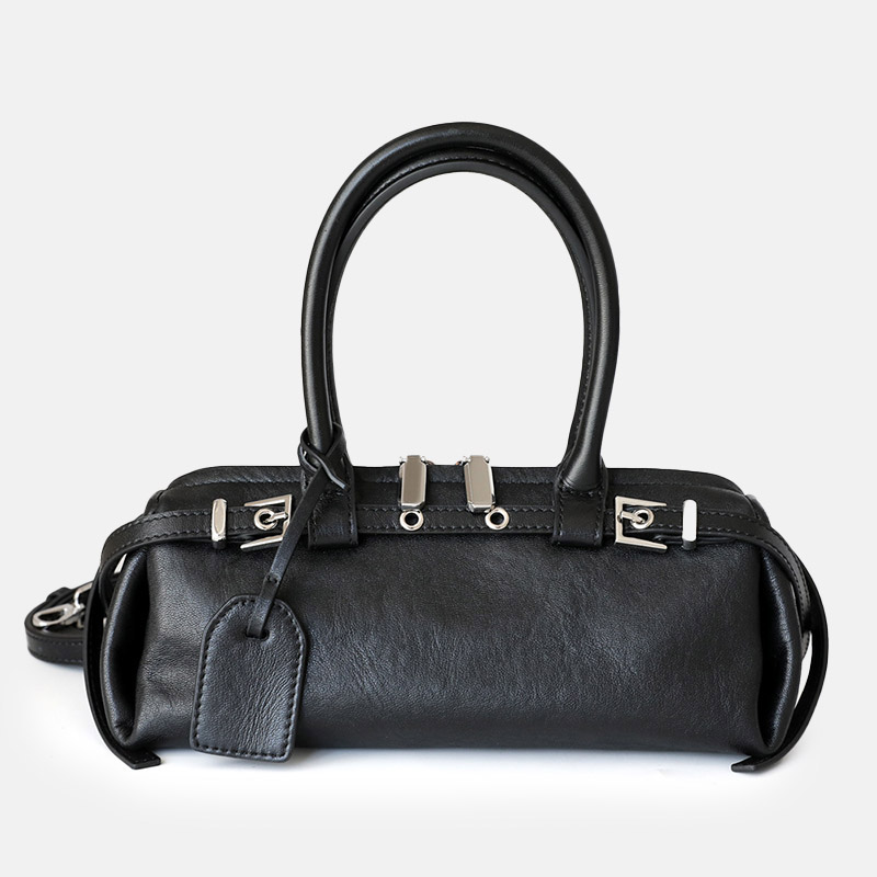 Damen Vintage Echtleder Gürtel verzierte Baguette Tasche mit Reißverschluss