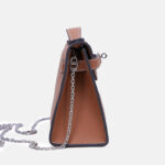 Women's Vintage Top-Grain Leather Crossbody Chain Handbag In Silver Lock