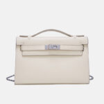Women's Vintage Top-Grain Leather Crossbody Chain Handbag In Silver Lock