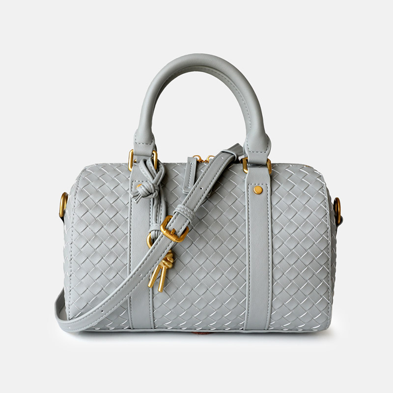 Women's Vintage Woven Genuine Leather Pillow-Shaped Handbag