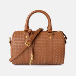 Women's Vintage Woven Genuine Leather Pillow-Shaped Handbag