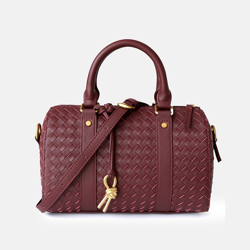 Women's Vintage Woven Genuine Leather Pillow-Shaped Handbag