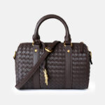 Women's Vintage Woven Genuine Leather Pillow-Shaped Handbag