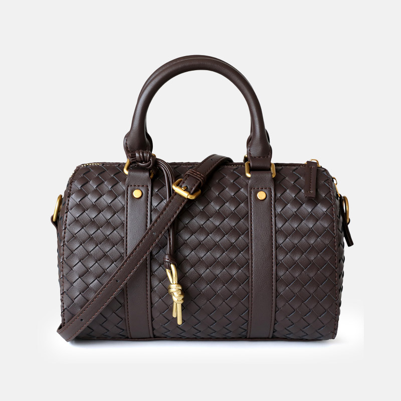Women's Vintage Woven Genuine Leather Pillow-Shaped Handbag